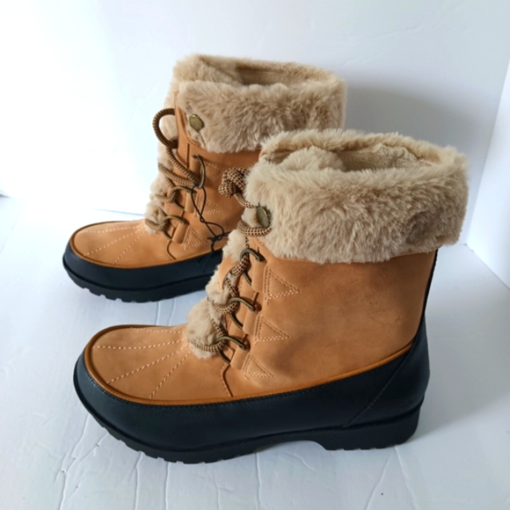 JBU Rain Boots, New, Tan and Black, Women's Size 7m